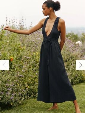 Sleeveless Deep V Black Jumpsuit
